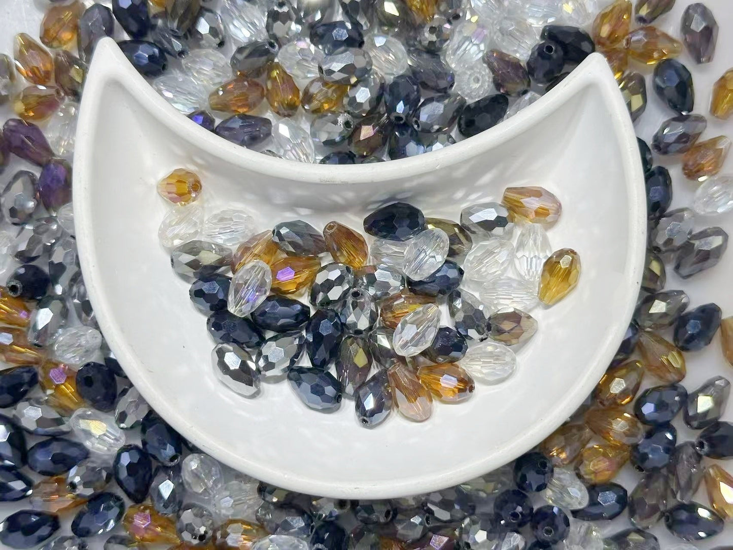 9.17NEW【T078】キラキラドロップ(5色、ガラス製、约8*12mm)