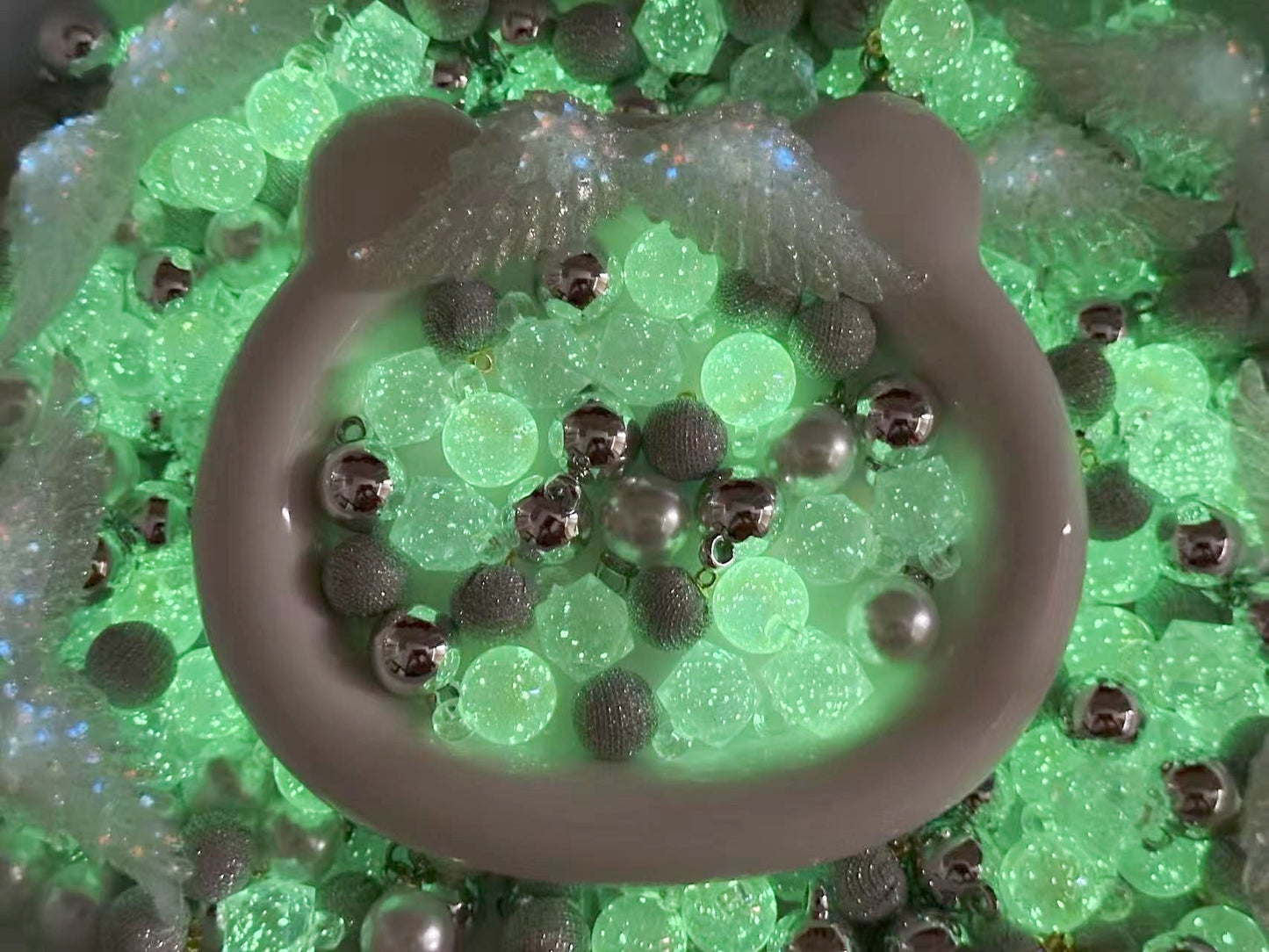 ♥大人気♥11.24再入荷【A269】銀白天使(夜光あり、カン付き5種類のリースMIX)