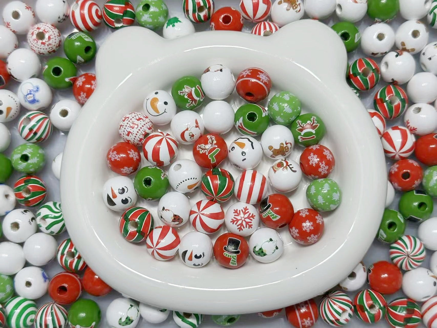 【A307】サンタさんギフト(木製ビーズ大ミックス、ストラップ作り)