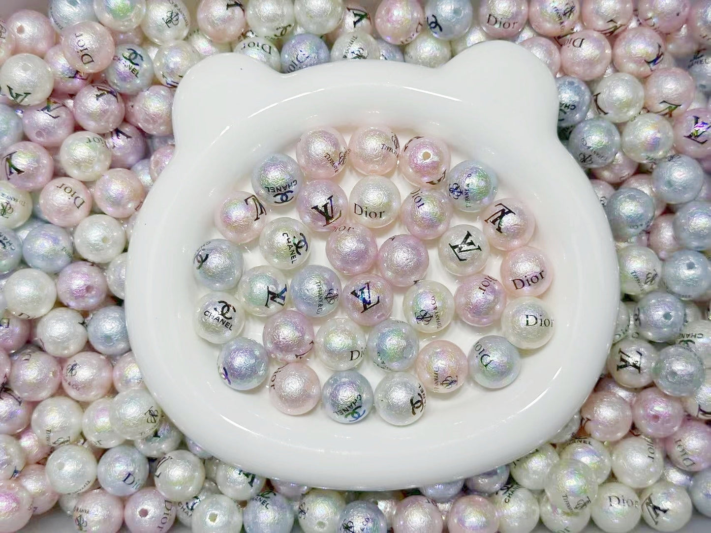 11.7NEW【A342】ロゴコットン(ロゴビーズ大ミックス、アクリル、オーロラ加工)