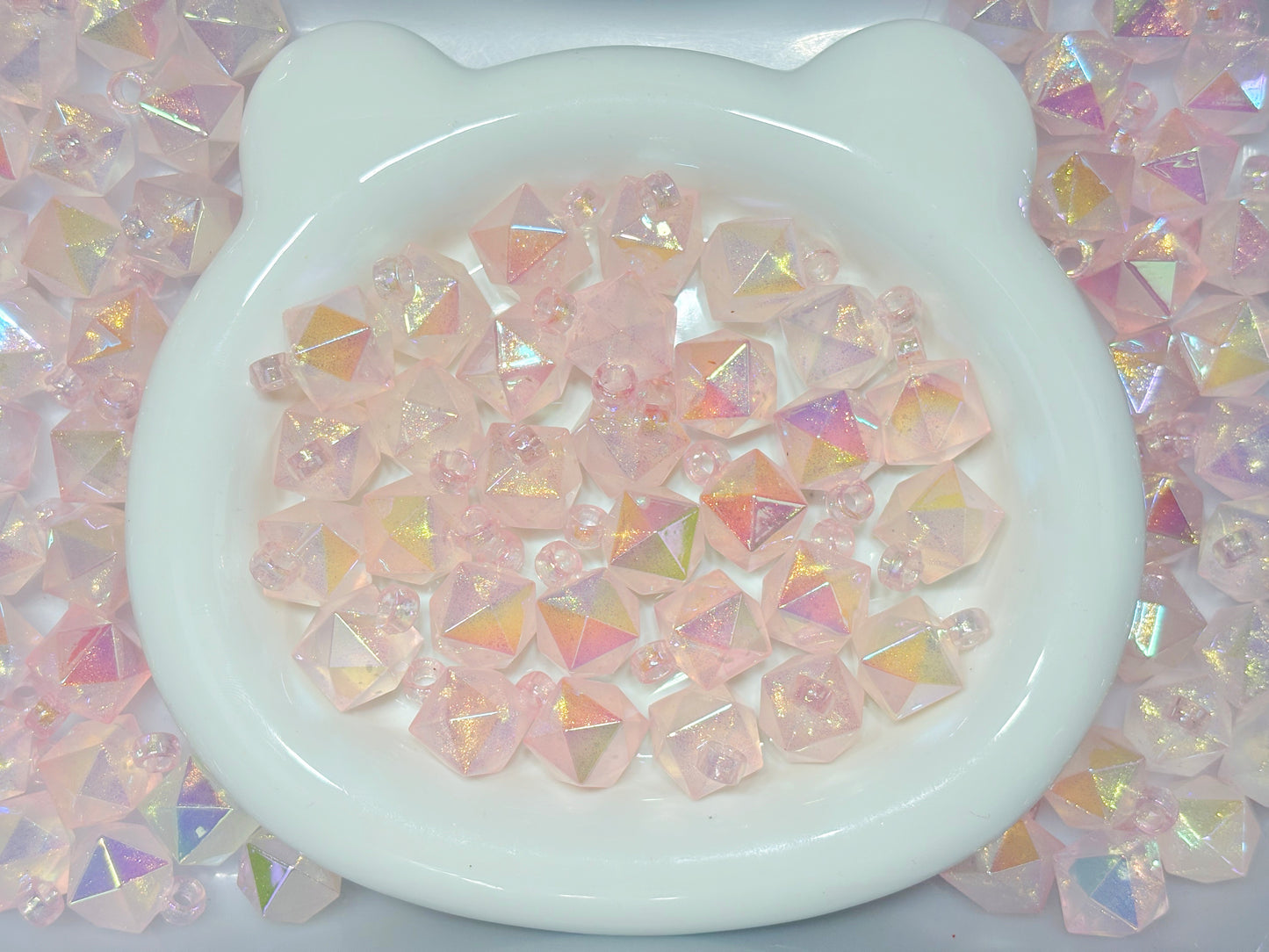 1.7更新あり【T101】多角形星空ビーズ(♥夜光♥カン付きビーズ、16mm)