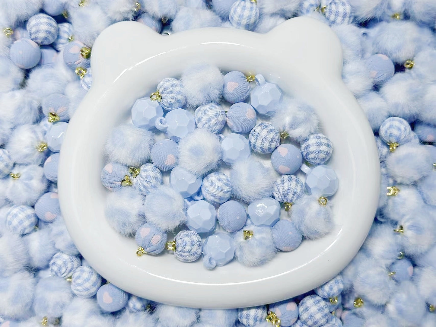 ♥人気♥12.30NEW【L037】ふわふわライトミストブルー(カン付き4種類、リース用)