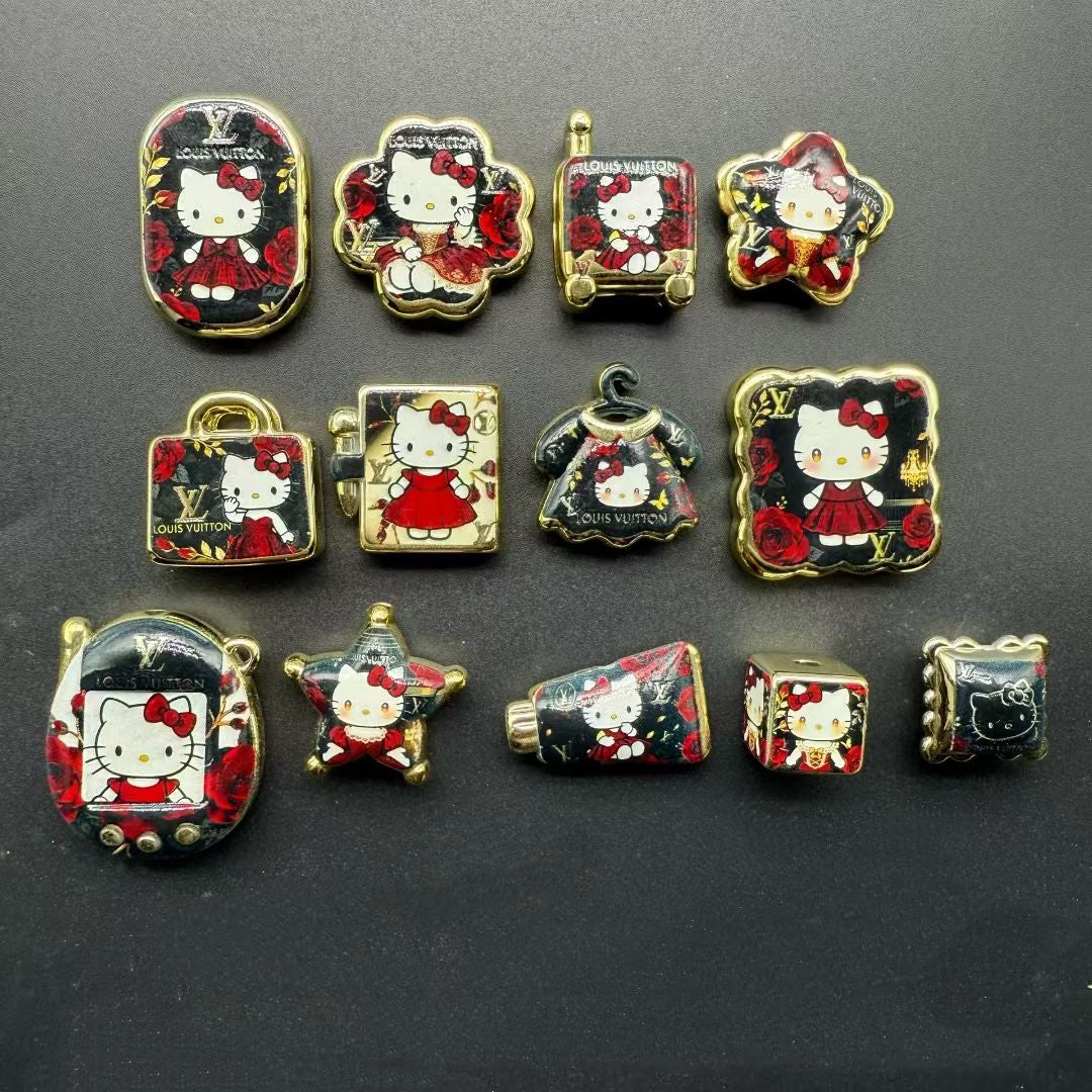 1.5NEW【A414】LV薔薇姫・KT(ゴールドメッキロゴキャラビーズ13種類とアクリルビーズ2種類とゴールドメッキビーズ1色)