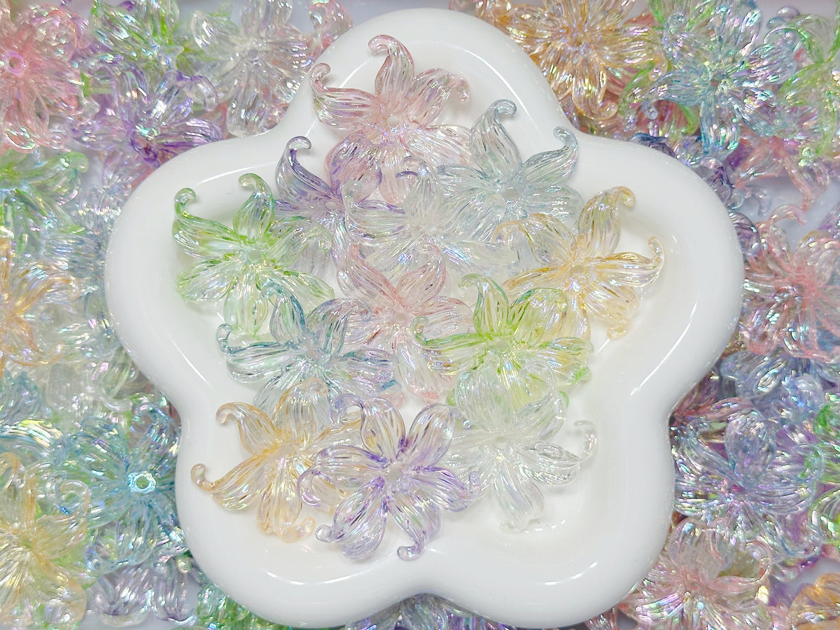 【P109】虹霧に舞うアイリス(あやめ6色ミックス、約42*30mm、お花リース作る用)