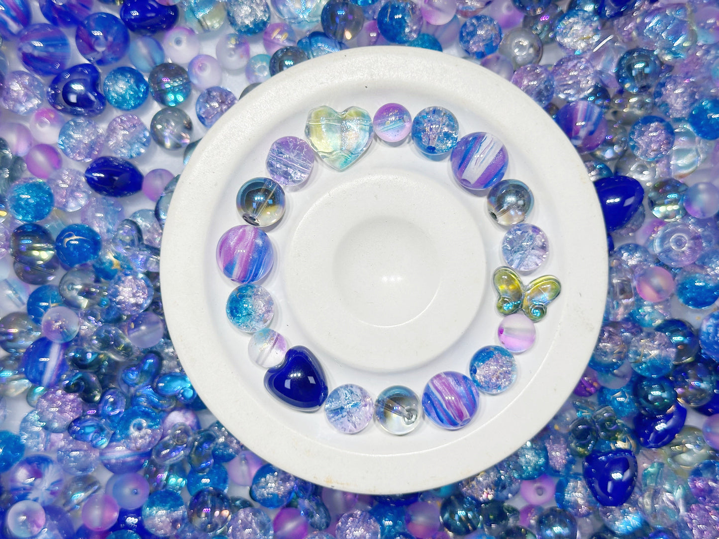 7.17NEW【B181】マリンドロップ(天女パール、陶器ビーズ、レジン、ガラスハート・蝶々、ガラス丸玉3種類など約8種類)
