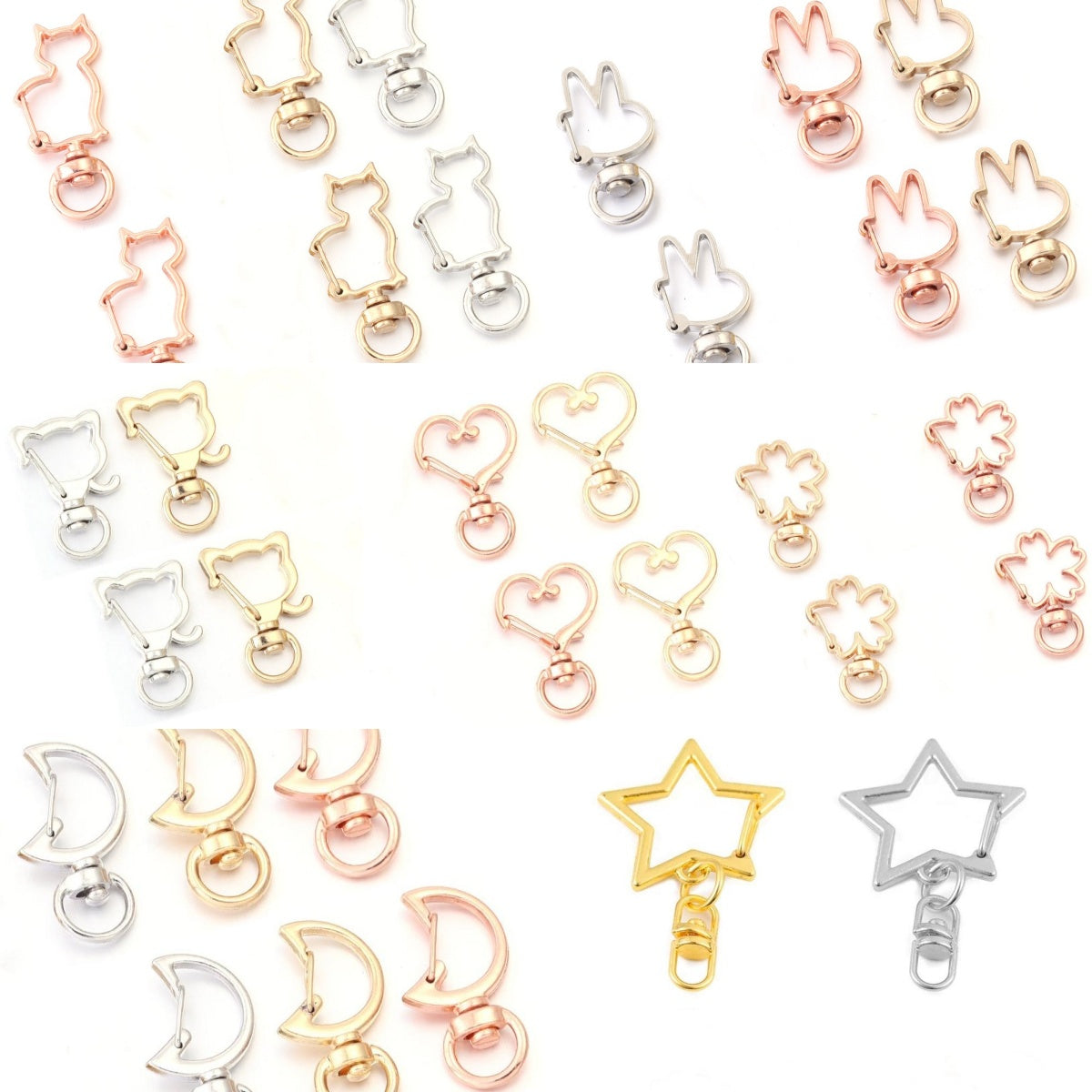 ♥人気♥8.3NEW(段階式割引あり)【P060】可愛いカラビナ集合(キーホルダー用などのDIYパーツ)