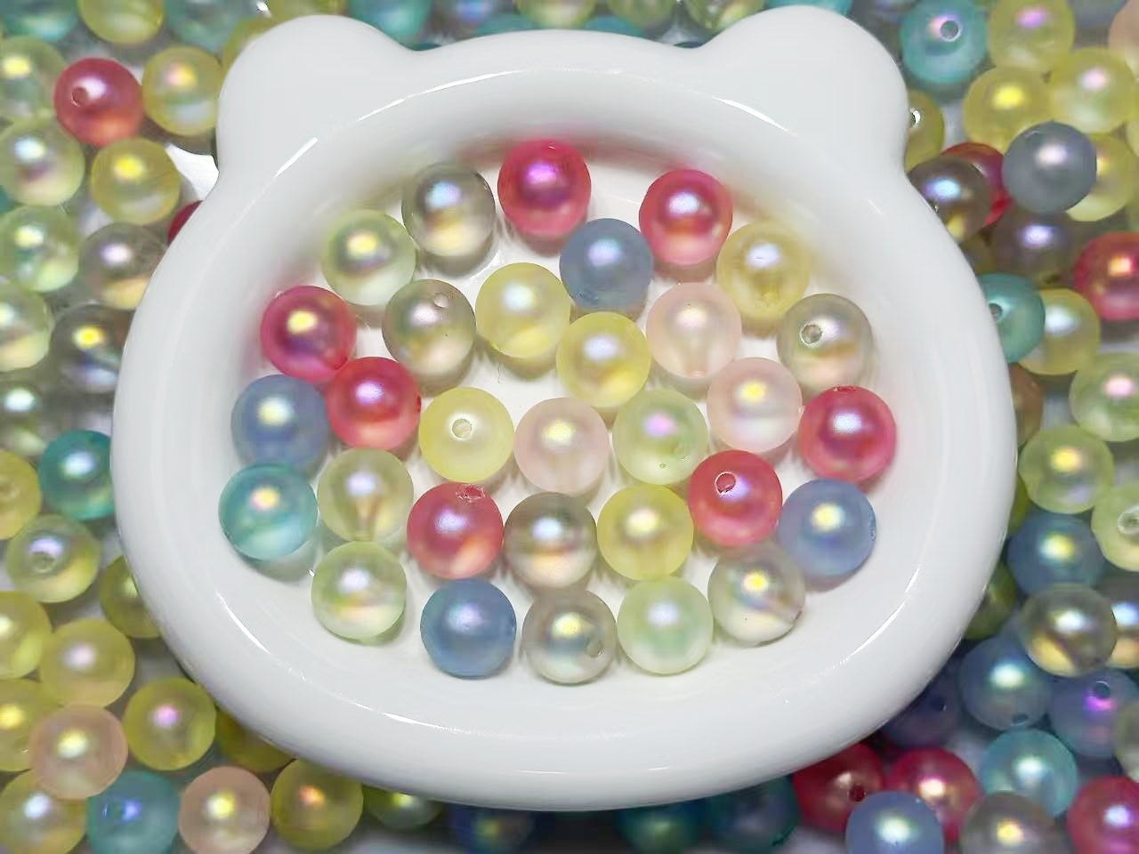 9.3NEW【T075】クリアマットビーズ(ストラップ作り、16mm)