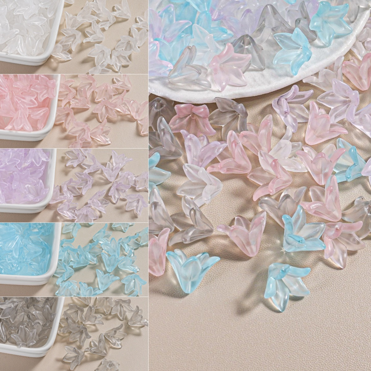 8.23再入荷(段階式割引あり)【T069】プリンセスユリ(アクリル、約16.6×16.6mm、リース作り)