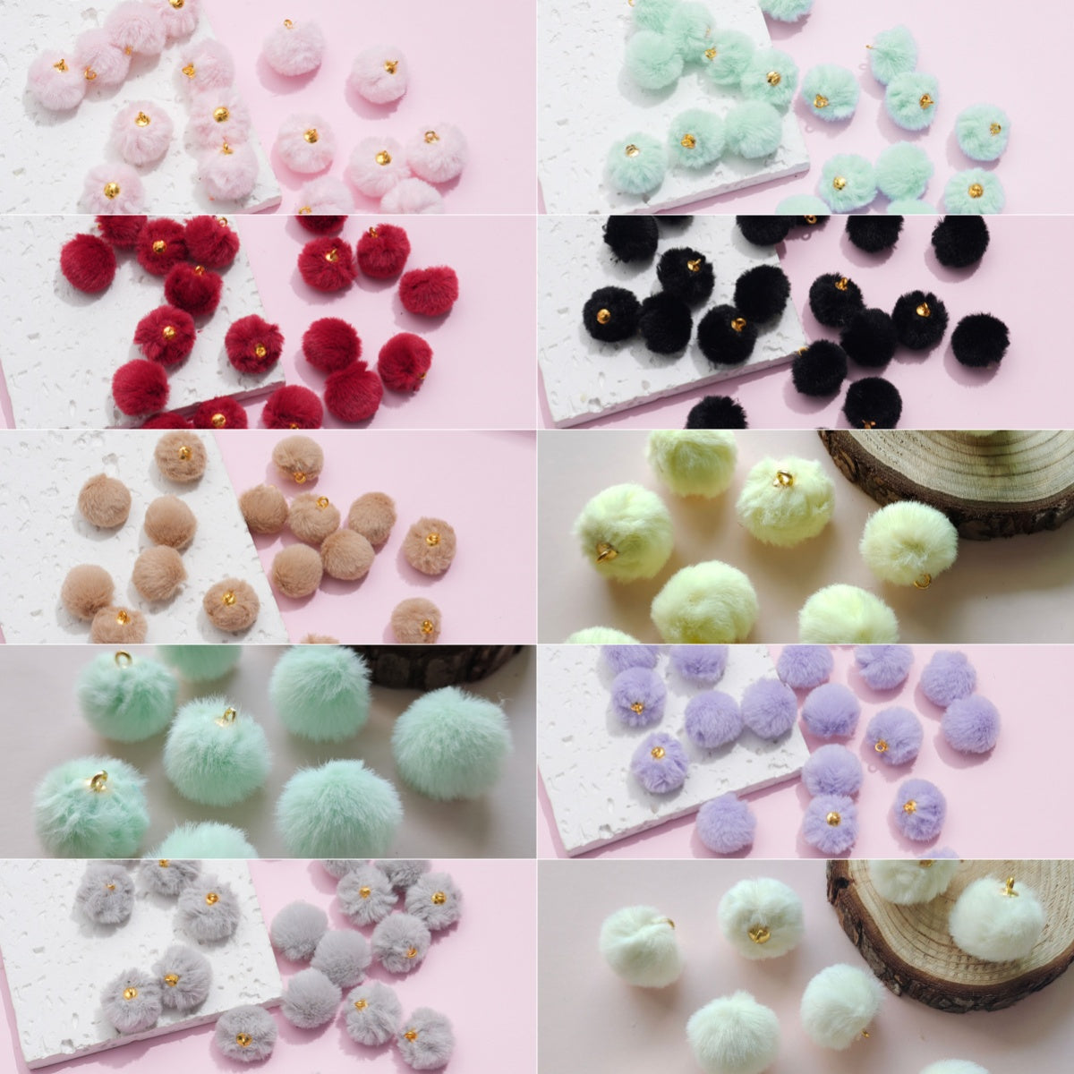8.7再入荷と新色あり【T019】(段階式割引あり)もふもふビーズ(カン付き)