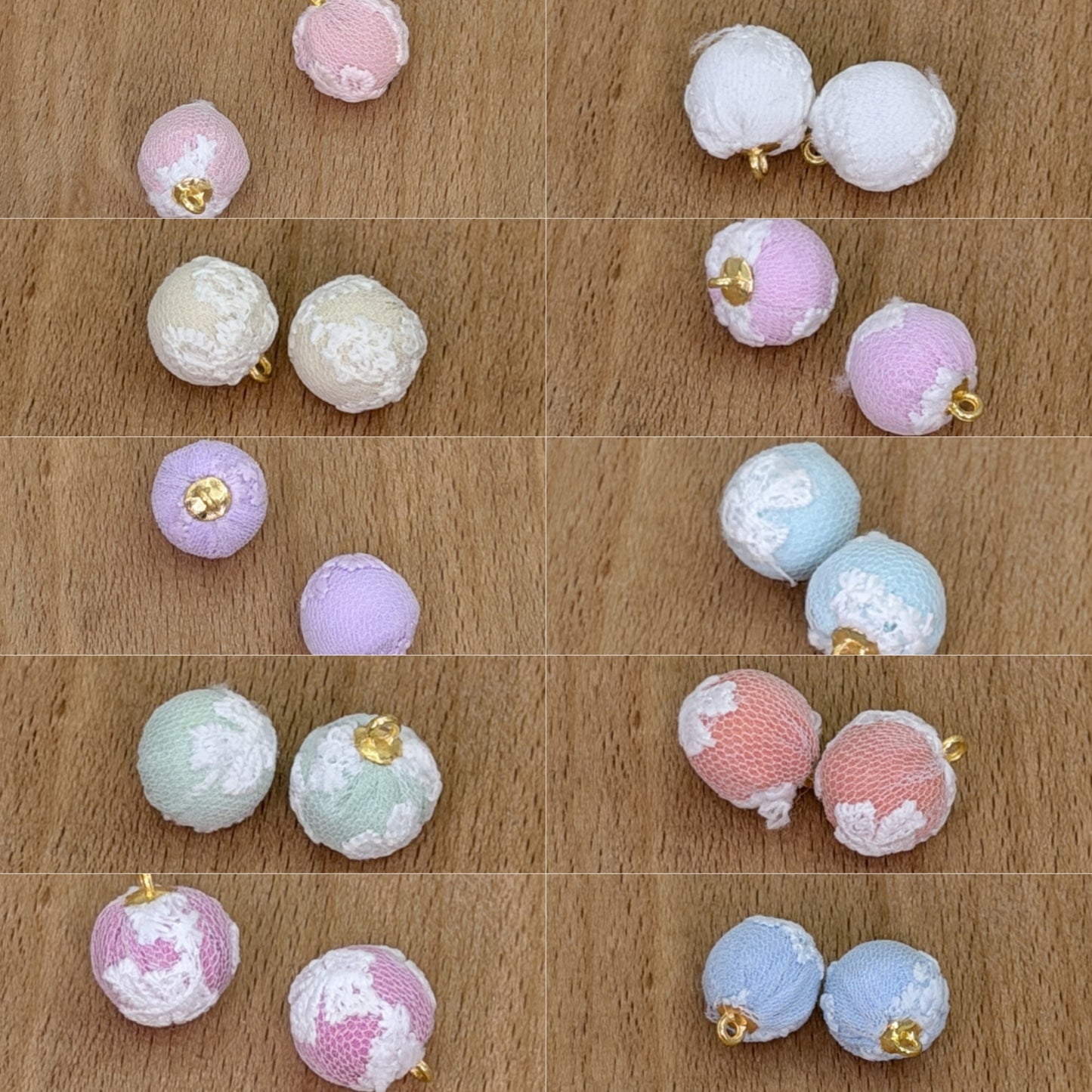 7.9NEW【T188】レース刺繍加工カン付きビーズ(16mm、ミックスと単品10色選択可能)