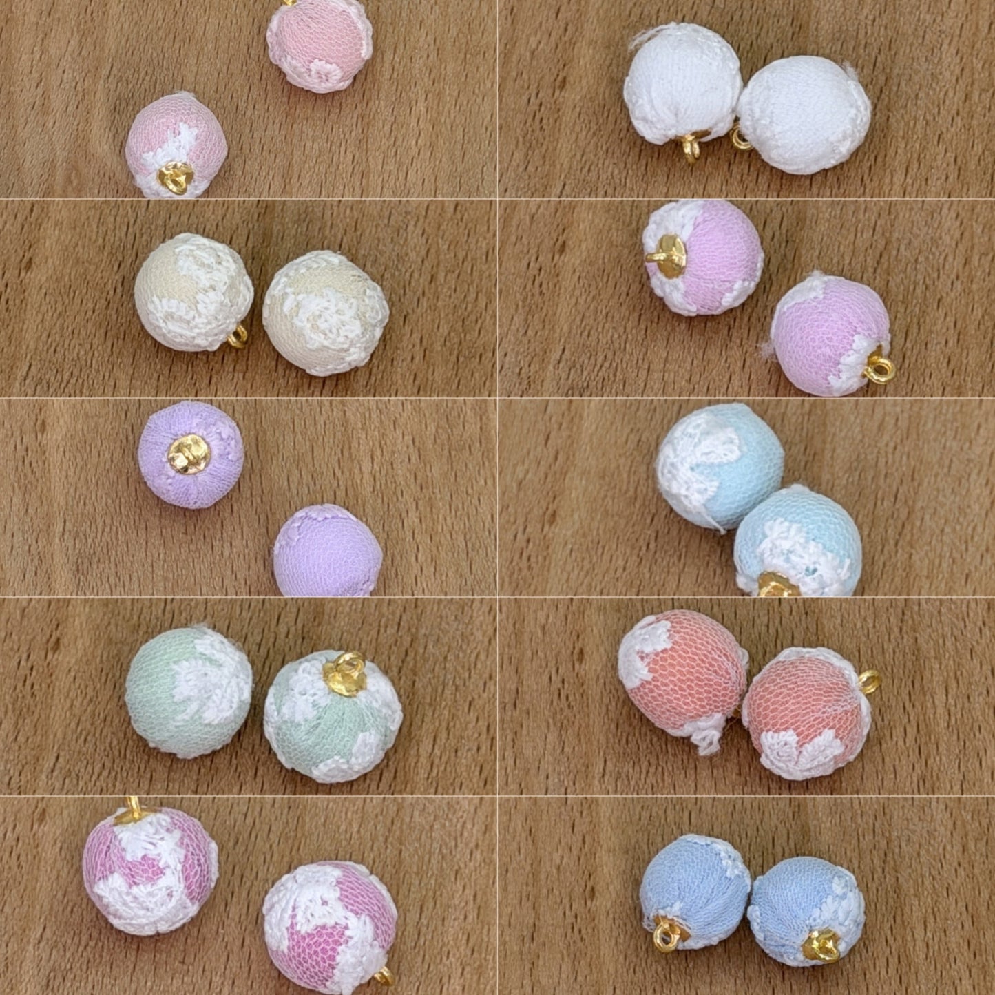 7.9NEW【T188】レース刺繍加工カン付きビーズ(16mm、ミックスと単品10色選択可能)