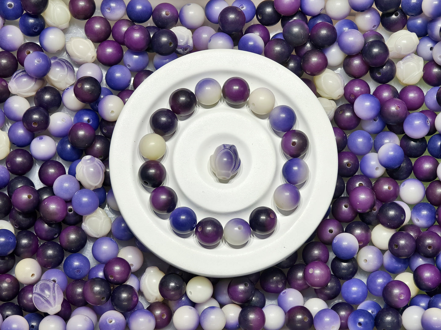 9.8NEW【B096】ブルーベリーケーキ(菩提ビーズ、約12mm)