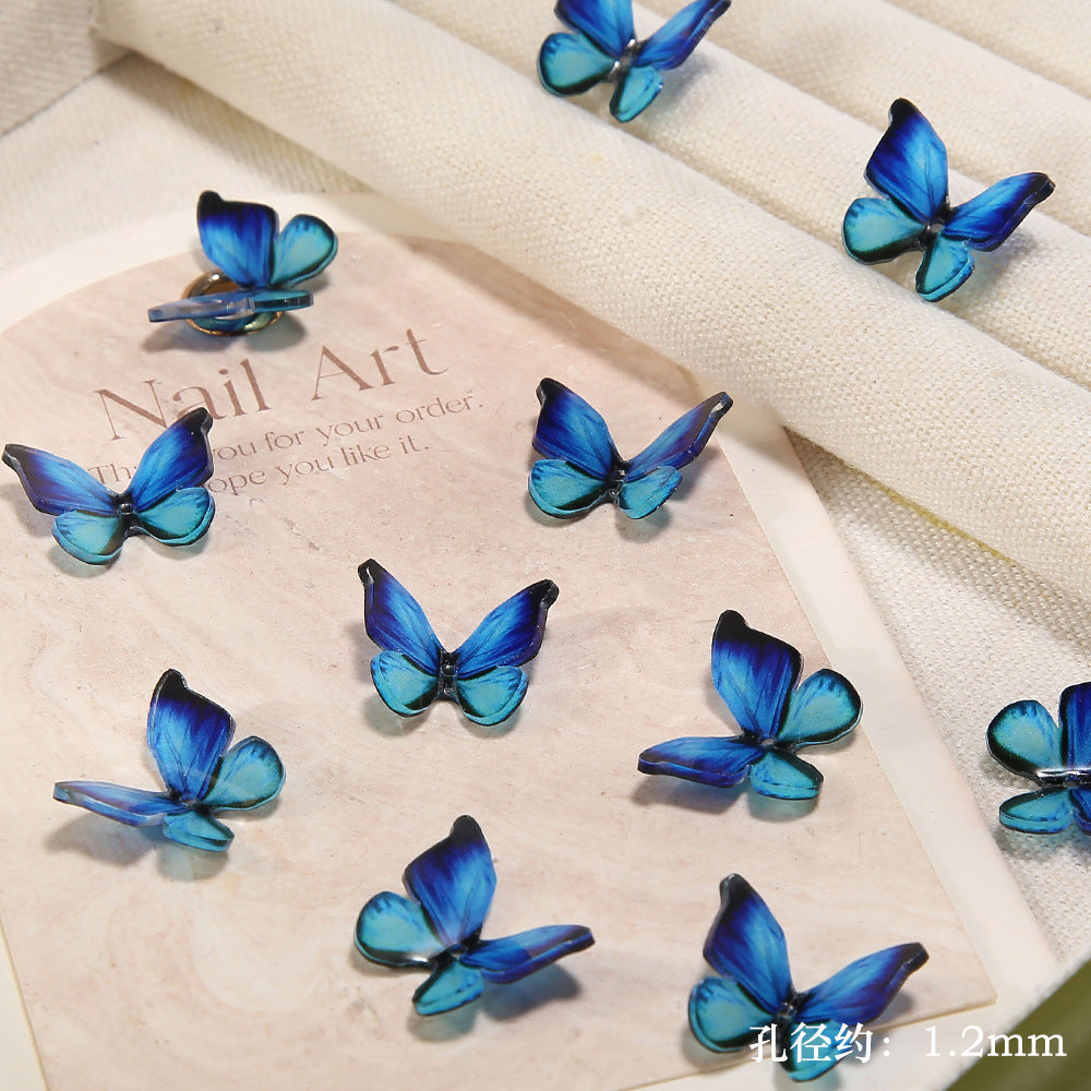 6.5NEW♥段階式割引有り♥【T181】精霊蝶(樹脂リアル蝶々、15*18mm)