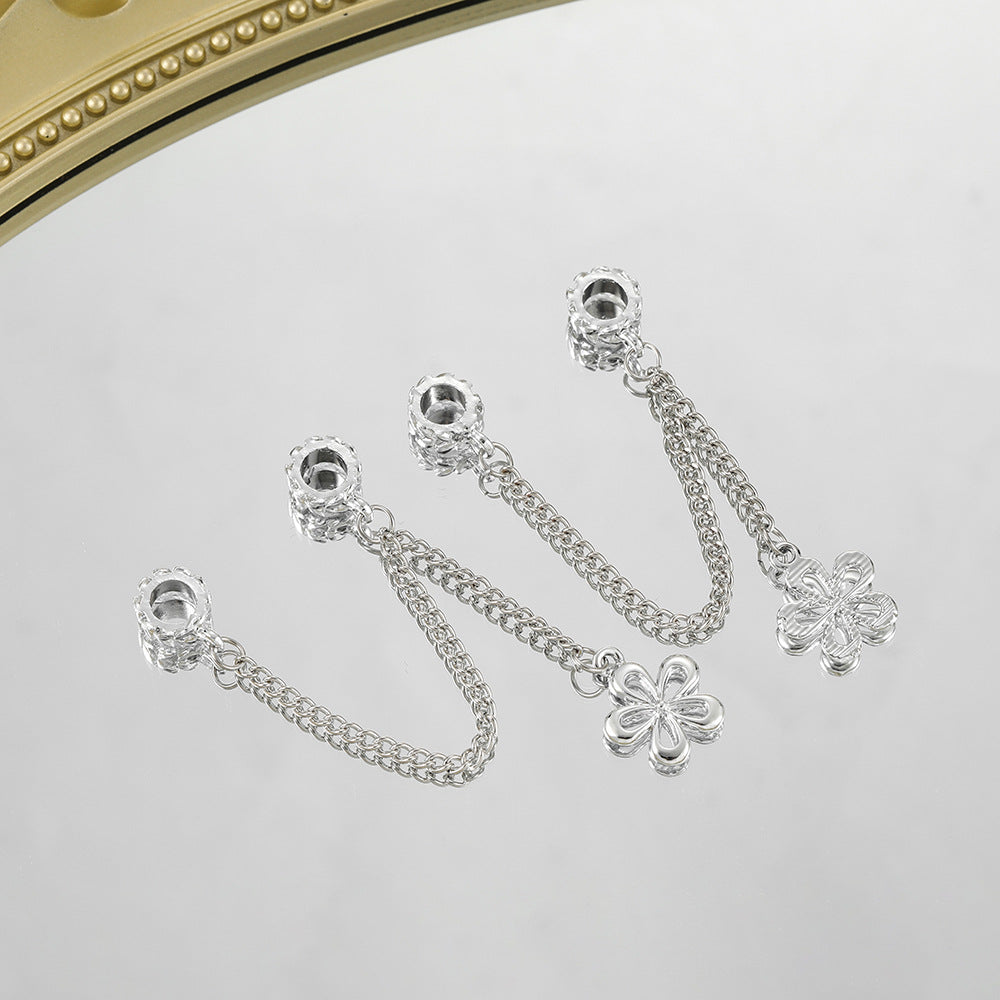 ♥人気♥10.13再入荷と(段階式割引あり)【P066】チェーン付きロンデル・流蘇(ブレスレットやストラップなどのDIYパーツ)