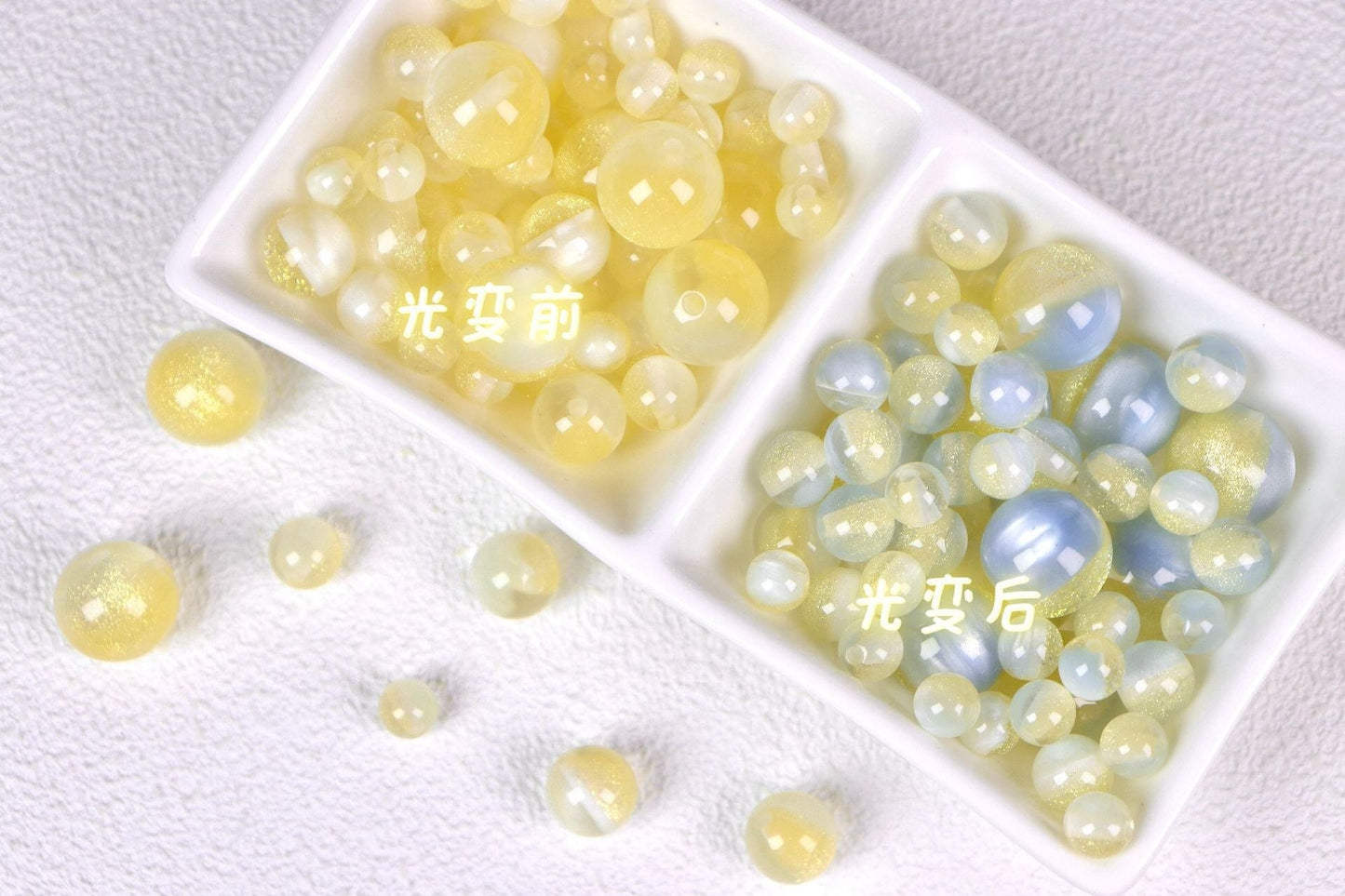 3.6再入荷と新規有り♥段階式割引有り♥【T135】2色星空レジンビーズ(UVカラーチェンジ、16mm)
