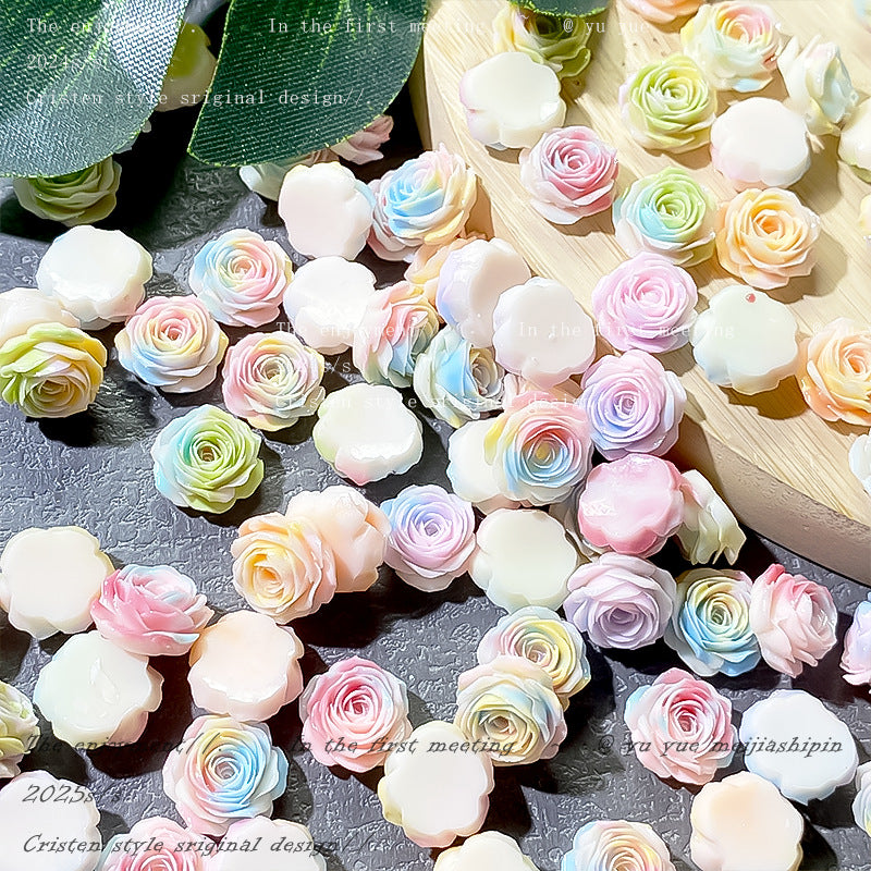 ♥人気♥10.21NEW【A307】マカロンローズ(大きめの夜光ソフトバラ新色6色ミックス、10.5mm)