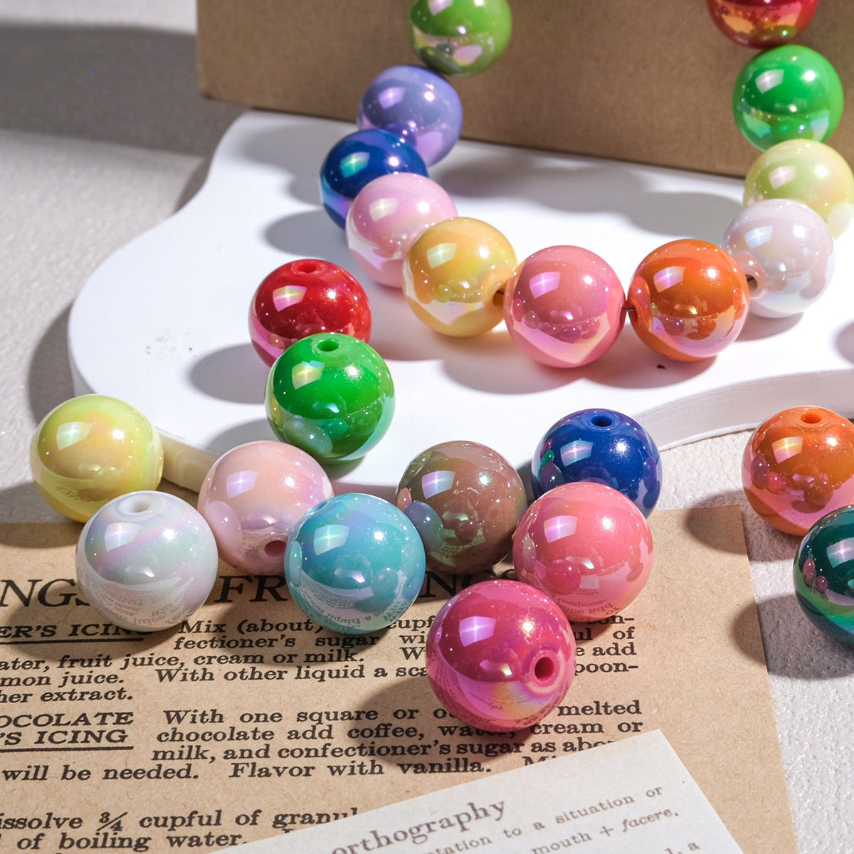 11.4NEW【T093】キャンディービーズ(オーロラ加工、16mmカンなし、カラフル約20色)