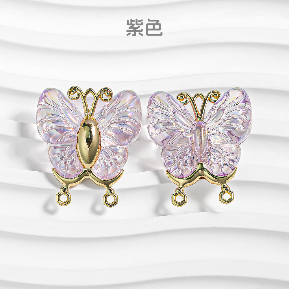 2.27NEW♥段階式割引有り♥【T133】プリンセスバタフライ(三つカン付き、合金、30×20×5mm、リースもストラップも使える)