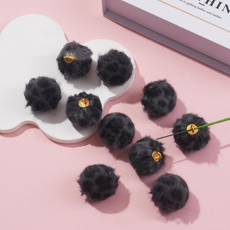 3.2再入荷あり♥段階式割引あり♥【T085】もふもふヒョウ柄ビーズ(カン付き、16mm、リース用)