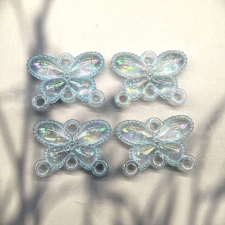 8.11再入荷【P004】(段階式割引あり)クリア蝶々(四つカン付き、夜光)
