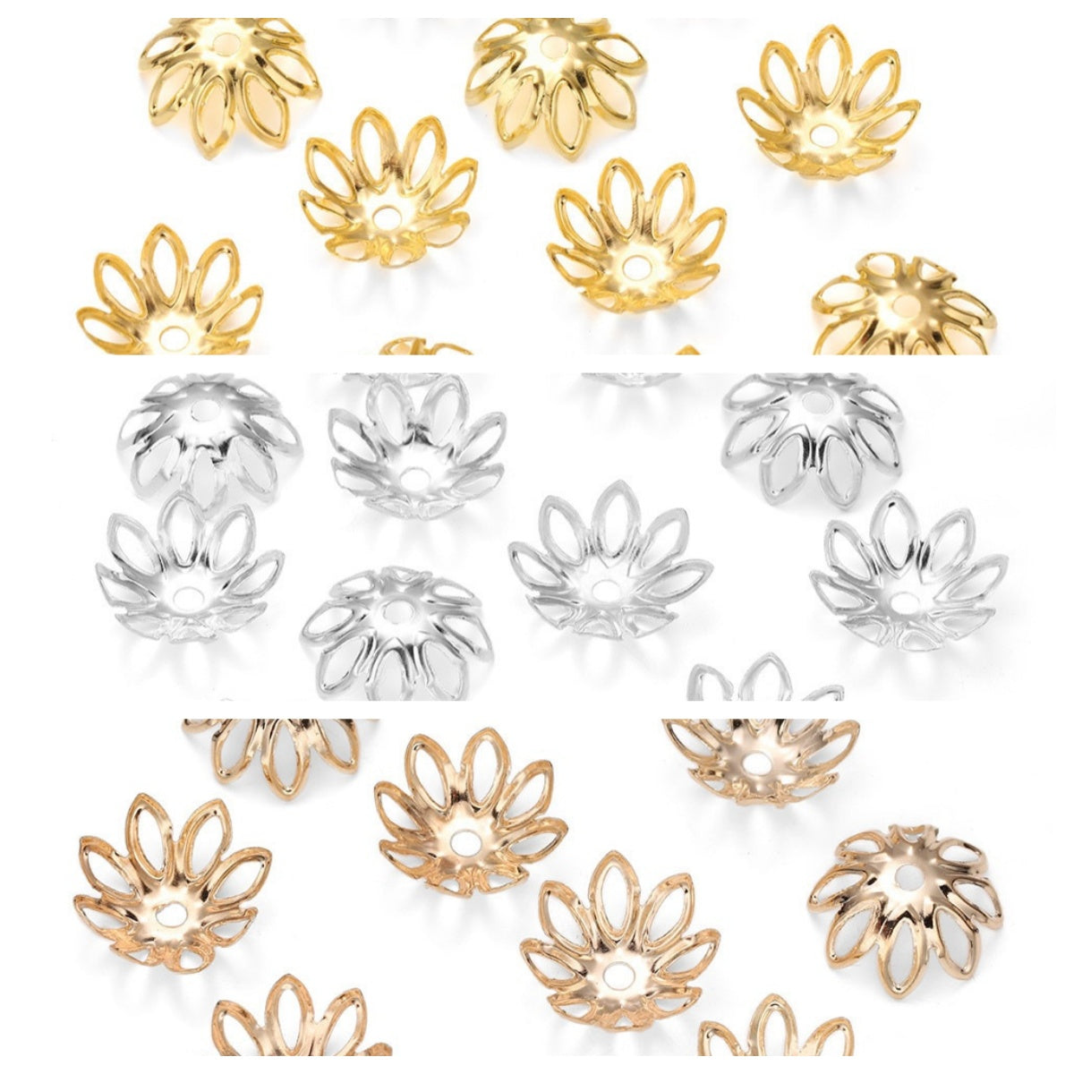 【P033】大玉花座スペーサー（約100PCS、14mm、16mmビーズ利用可）