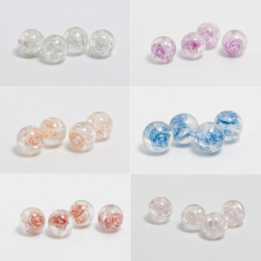 11.26NEW【T099】永遠のローズ（バラ入りレジンビーズ、16ｍｍ）