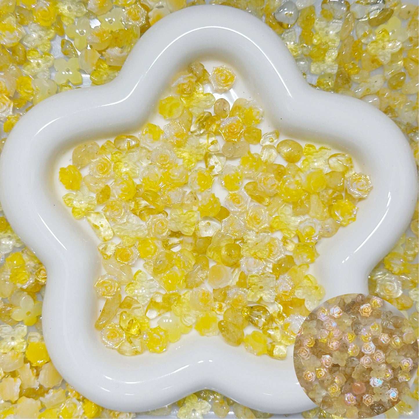 6.5再入荷【B078】金松の恵み（夜光ソフトバラ2色、シトリンのさざれ石、ガラス紫陽花、ブレスレットもリースも作れる）