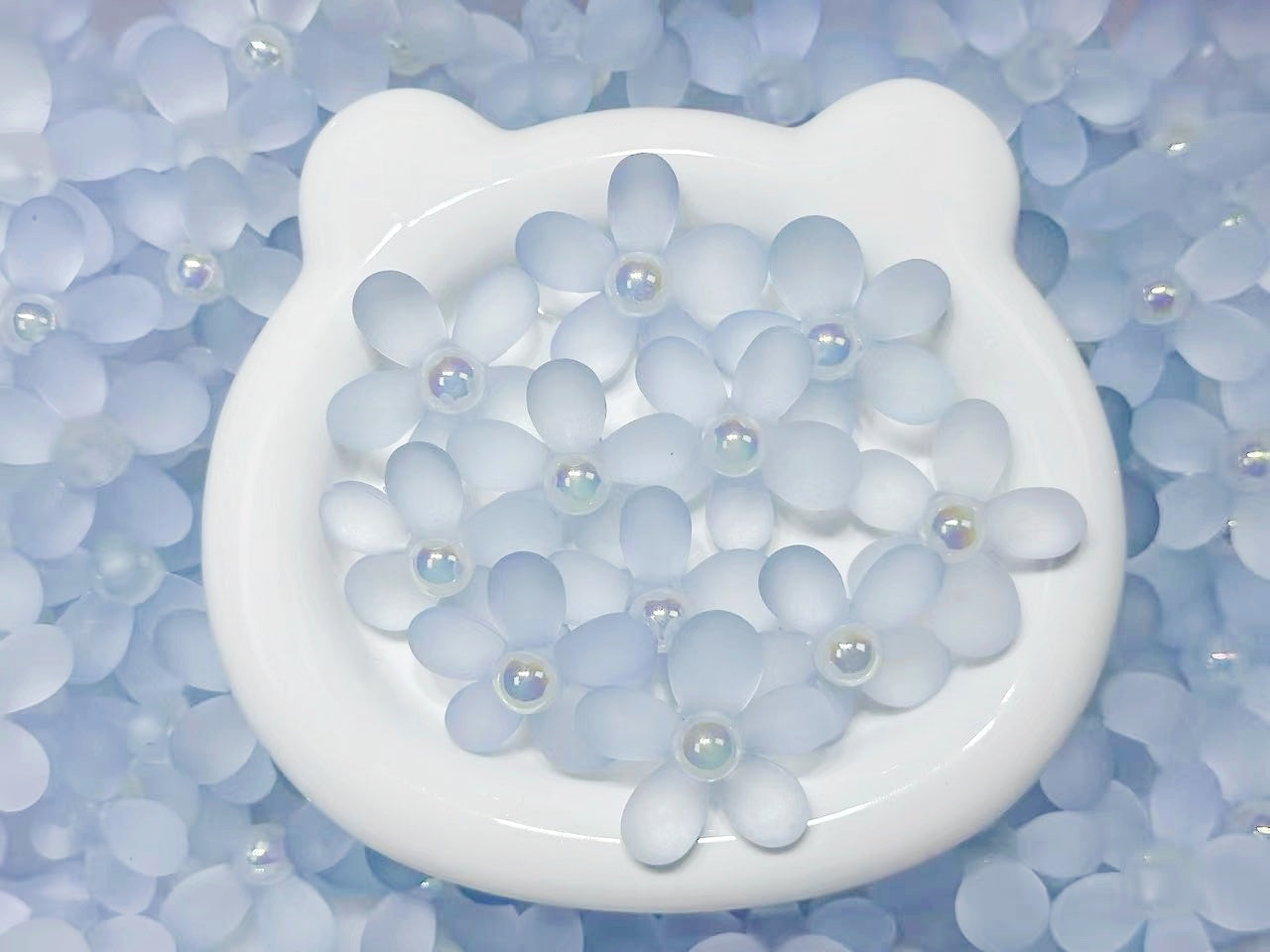 ♥人気♥1.6新色あり【T113】大きいマットフラワー（カン付き、アクリル、38mm）