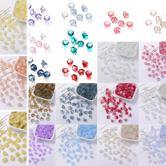 2.27新規有りと一部再入荷【T132】ガラス鈴蘭単色集合（約7×12ｍｍ）