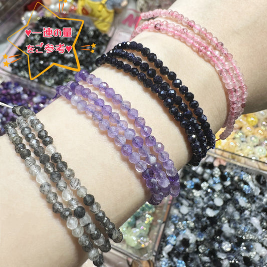 【C038】多面カット天然石（3mm、1連）