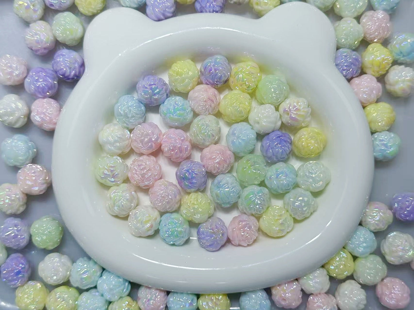 ♥人気♥10.30再入荷【T062】ローズキャンディー（♥夜光♥カンなし、オーロラ加工、アクリル、16mm)