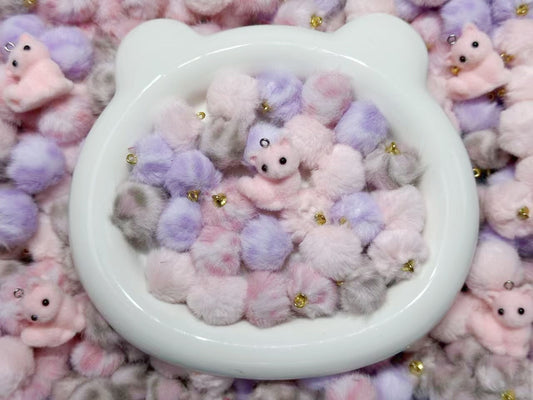 ♥人気♥11.3再入荷【A281】ピンクヒョウ子猫ちゃん（ポンポンカン付きビーズ4種類とパーツ1種類のリース用ミックス）