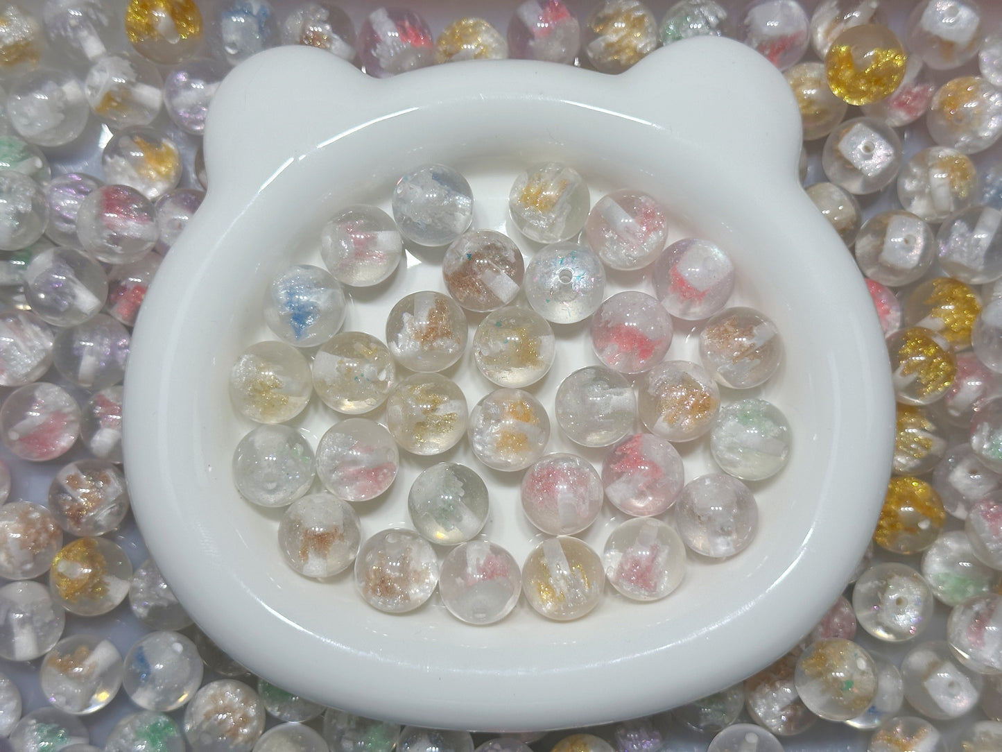 10.10NEW【T083】城入りレジンビーズ（夜光、10色入り）