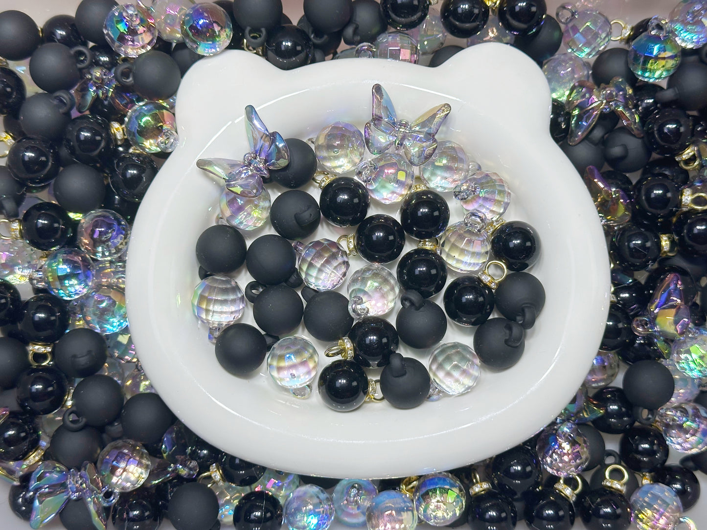 10.16再入荷【A289】ブラックバタフライ（カン付き3種類とアクリル蝶々パーツ1種類のリース用MIX）