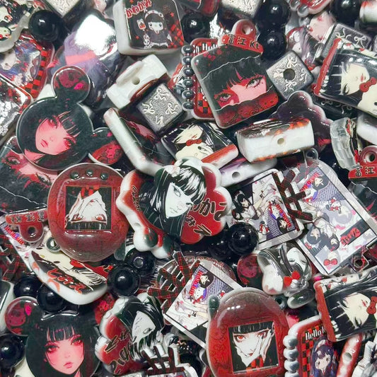 10.13NEW【A294】危険美人・富江（キャラビーズ17種類とアクリル2種類のストラップ用大ミックス）