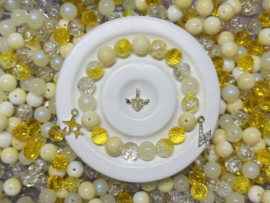 10.17NEW【B101】レモンハート（高品質ガラスビーズ5種類・高品質チャーム3種類）