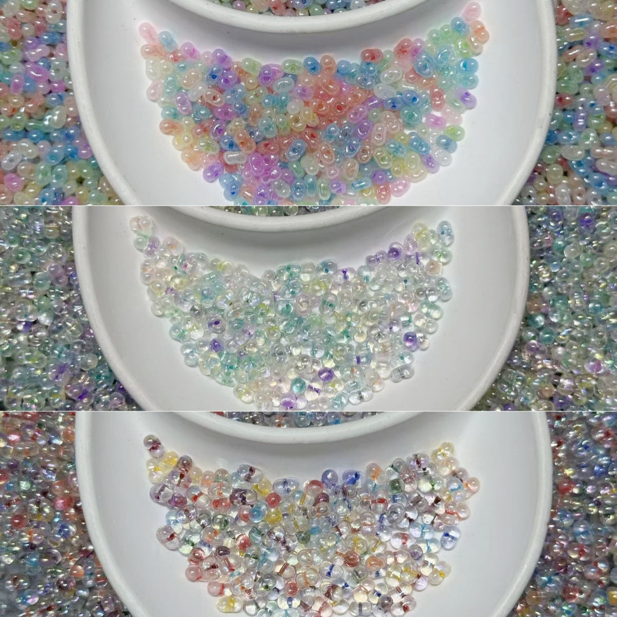 10.21NEW♥段階式割引あり♥【T087】ピーナッツビーズ集合（3×6mm、ガラス製）