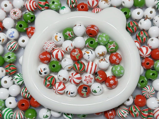 【A307】サンタさんギフト（木製ビーズ大ミックス、ストラップ作り）