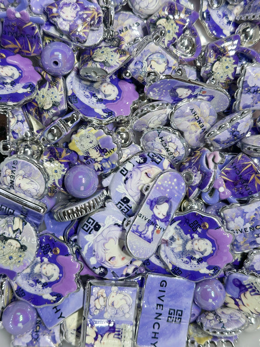 2.13再入荷【A387】ジバンシー・SP（シルバーメッキロゴビーズ15種類とアクリルビーズ1種類とメッキビーズ1種類）