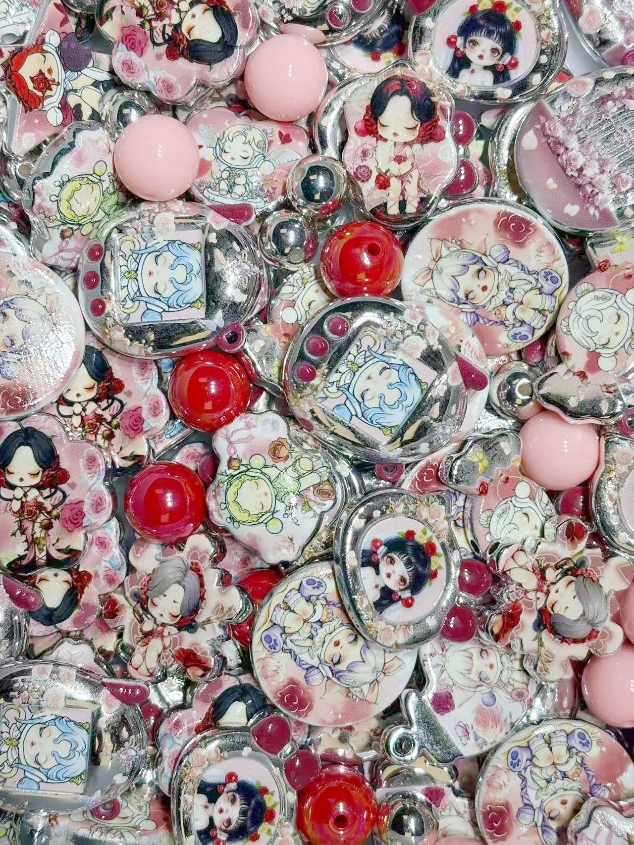 12.16NEW【A393】薔薇姫・SP（シルバーメッキキャラビーズ15種類とアクリルビーズ2種類とメッキビーズ1種類）