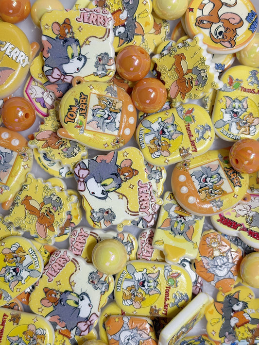 12.19NEW【A400】トムアンドジェリー2（浮き彫りキャラビーズ12種類とアクリルビーズ3種類）