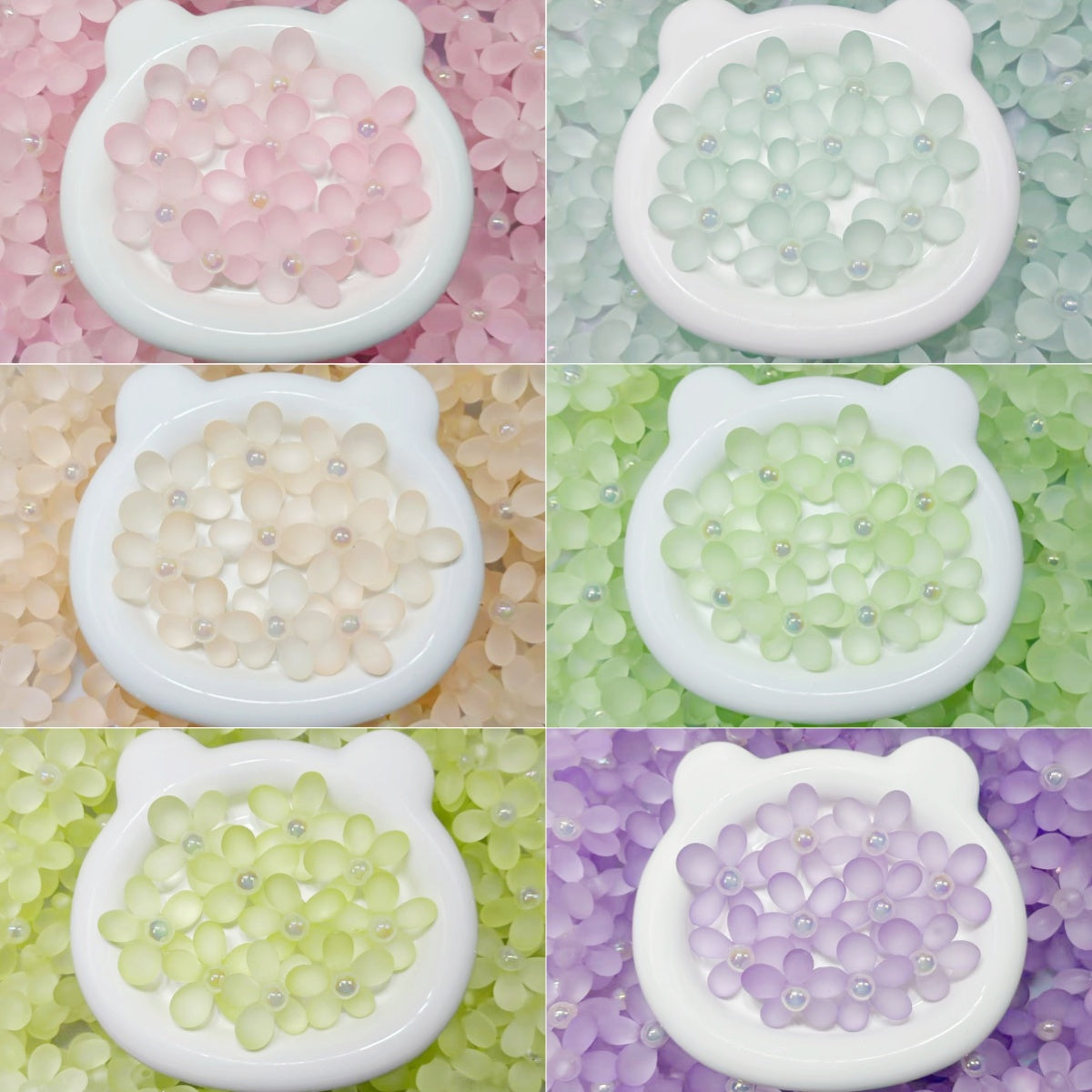 ♥人気♥1.6新色あり【T113】大きいマットフラワー（カン付き、アクリル、38mm）