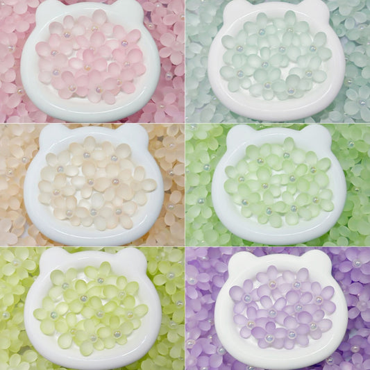 ♥人気♥1.6新色あり【T113】大きいマットフラワー（カン付き、アクリル、38mm）