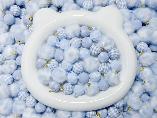 ♥人気♥12.30NEW【L037】ふわふわライトミストブルー（カン付き4種類、リース用）