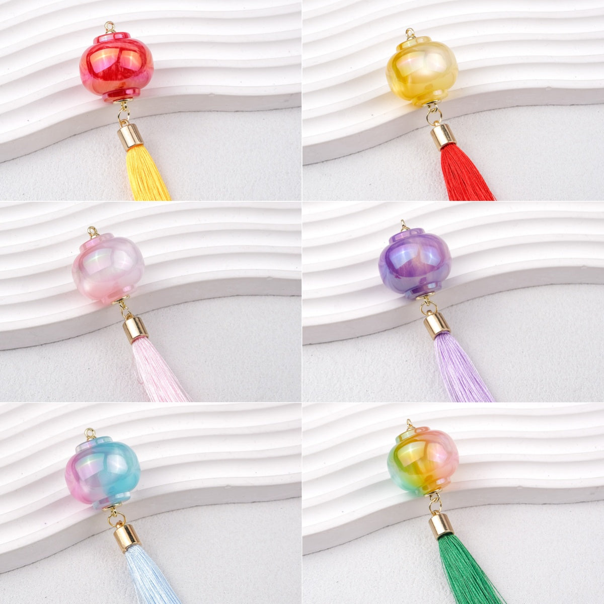 1.9再入荷【T115】提灯カン付きパーツ（キャッツアイ加工レジン、タッセル付き、57*53*25mm）