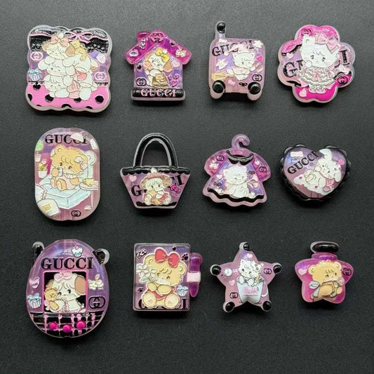 3.9再入荷【A447】グッチキャッツ・ミッコちゃん（夜光＋浮き彫りキャラビーズ12種類とアクリルビーズ2種類）