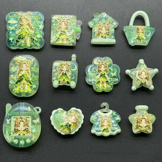 3.4NEW【A473】森の妖精・DORA（夜光浮き彫りキャラとLVロゴビーズ約12種類、普通ビーズなし）