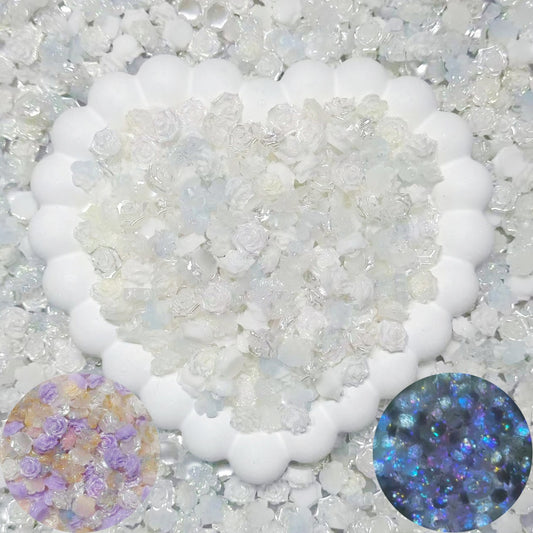 1.1NEW【L038】スノーローズ（夜光ソフトバラ4色、UVカラーチェン）