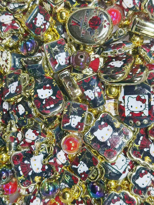 1.5NEW【A414】LV薔薇姫・KT（ゴールドメッキロゴキャラビーズ13種類とアクリルビーズ2種類とゴールドメッキビーズ1色）