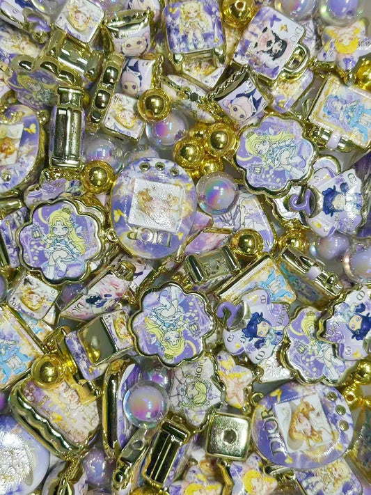 1.5NEW【A413】DIORプリンセス・DORA（ゴールドメッキロゴキャラビーズ13種類と2重アクリルビーズ1色とゴールドメッキビーズ1色）